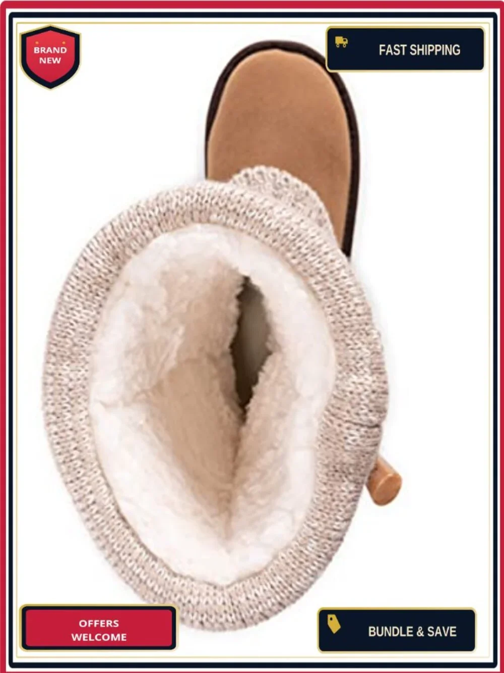 Women's Mid-Calf Water Resistant Acrylic Knit Pull-On Boots
